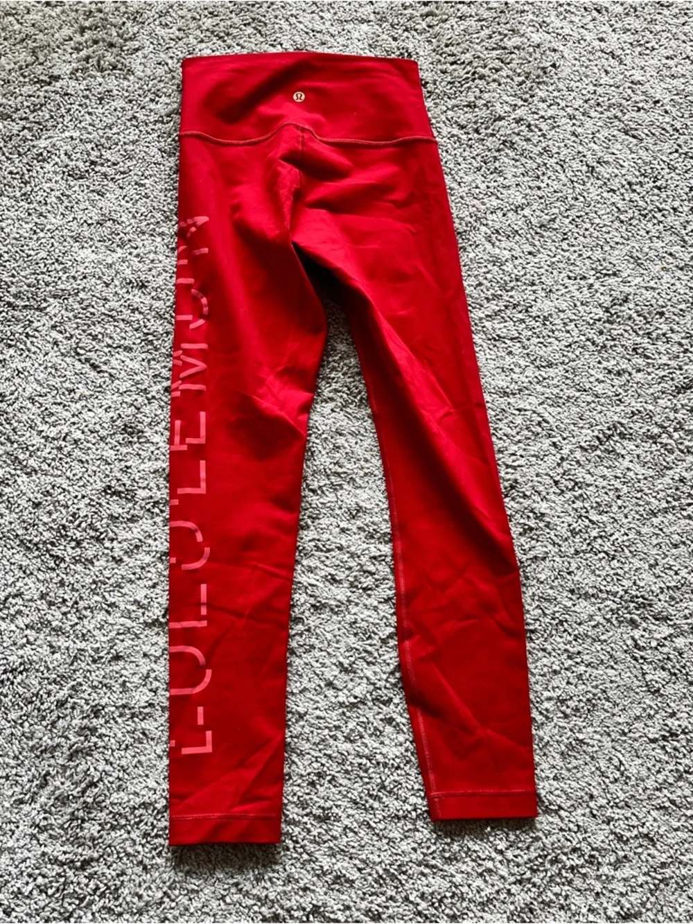 Lululemon Wunder Under Leggings Red Sz 4 High Rise Athletic Logo Leggings - Picture 4 of 5